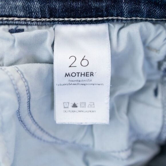MOTHER Mid Blue Frayed Hem Flare Jeans - Picture 7 of 11